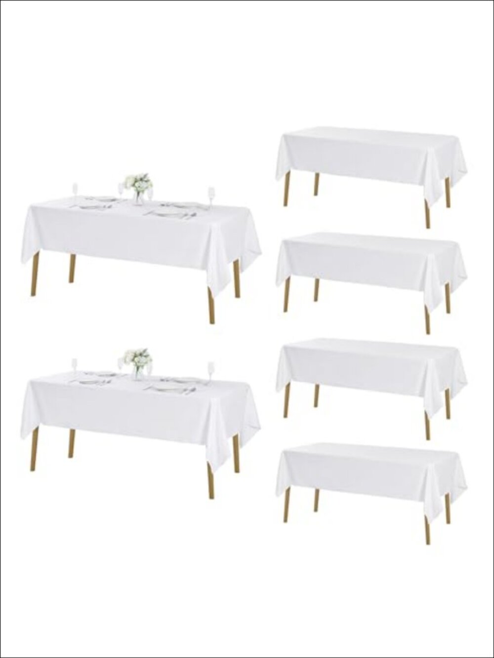 6 Pack Rectangle Polyester Tablecloth 60x102 Stain Resistant Wrinkle
